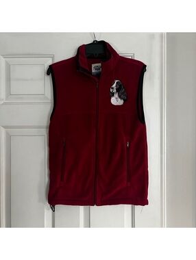 Chestnut Hill Burgundy Fleece Vest with Dog Embroidery XS